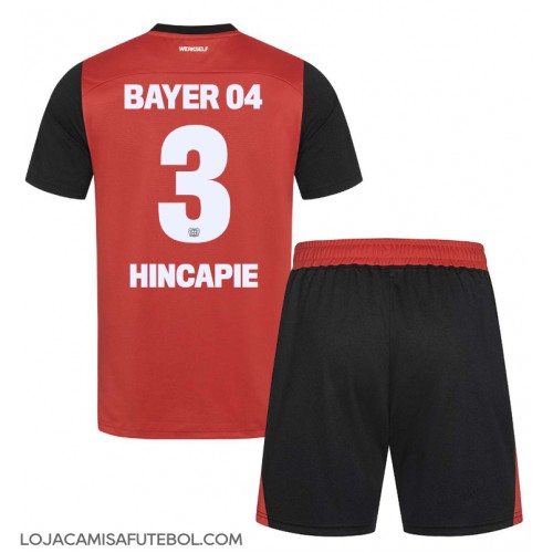 Camisa de Futebol Bayer Leverkusen Piero Hincapie #3 Equipamento Principal Infantil 2024-25 Manga Curta (+ Calças curtas)